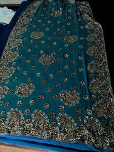 pure georgette heavy handwork saree