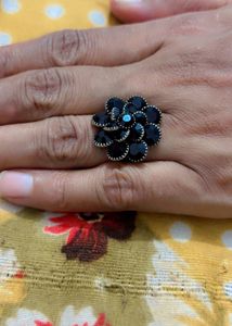 Black Flower Statement Ring