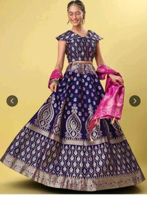 Elegant Blue &amp; Pink Lehenga