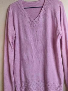 Vintage Pink V-Neck Sweater