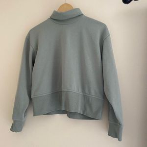 Zara Sage Green Turtleneck Sweater With Fleece