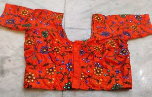 Orange Colour Wedding Silk Blouse