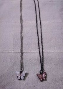 2 Butterfly Charm Necklaces