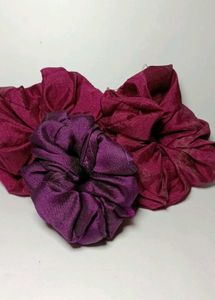 Burgundy &amp; Purple Silk Scrunchie Set