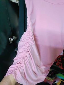 H&amp;M Pink Ruched Bodycon Mini Dress