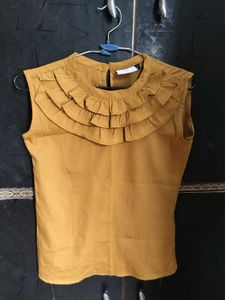 Mustard Ruffle Top