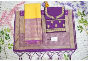 Unstitched South Indian Style Half Saree -Hip Belt