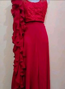 Price Drop✨Maroon Ruffled Plazzo Dress💐💕