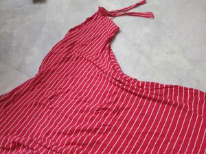 Striped Bodycon Top With Belts On Sleeves