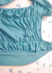 Ruched Teal Crop Top - XS