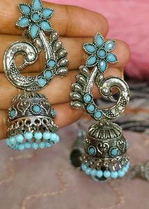 Oxidised Silver Earrings Combo-5(Free Finger Ring)