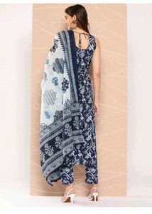 Blue &amp; White Printed Salwar Kameez