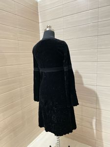 Max Studio Black Velvet Trumpet Sleeve Dress