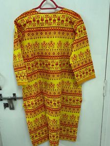 Bright Yellow Rajasthani Printed Kurti