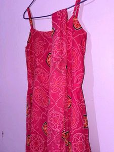 Pink Printed Kurta with Dupatta