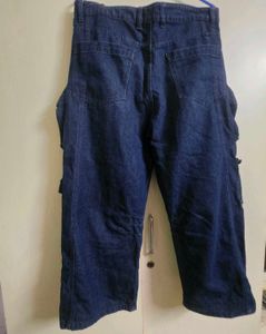 Fugazee Men Dark Blue Baggy Cargo Denim Pant