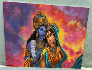 Abstract Radha Krishna Canvas Painting 16×20Inches