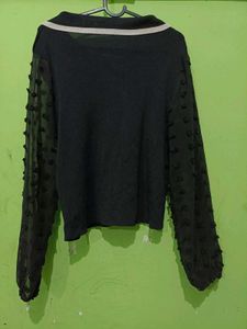Stylish Black Sheer Sleeve Top