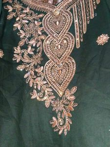 Green Embroidered Kurta With Pant And Dupatta