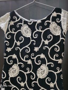 Black Lucknowi Work Kurti