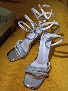 Silver Block Heels