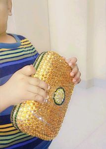 Gold Rhinestone Evening Clutch