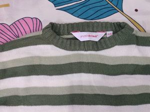 Striped Knit Pullover Green