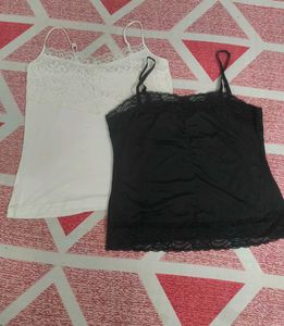 Lace Trim Cami Tanks - Black &amp; White