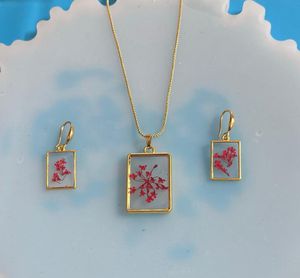 Floral Resin Necklace & Earring Set