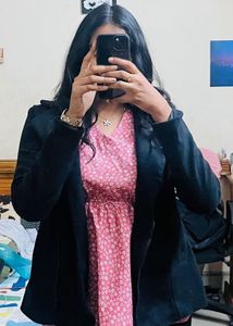 Black Zip-Up Wool-Blend Jacket