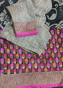 Elegant Floral Print Saree With Stiched Blouse