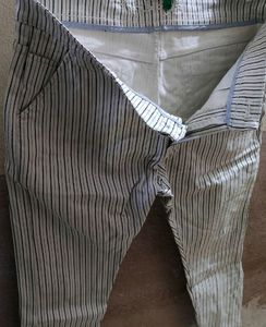 White-Maroon Cotton Jeans, Skinny Fit