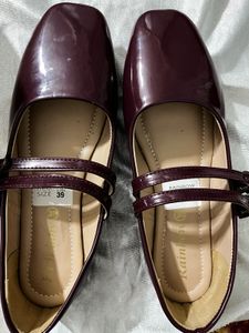 Burgundy Mary Jane Ballerinas