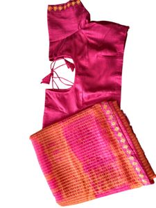 Brand New Pink Net Saree