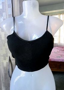 Black Cropped Cami Tank Top