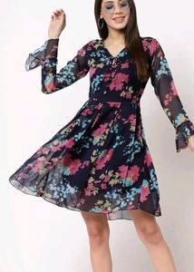 Pretty Pink And Blue Floral Dress