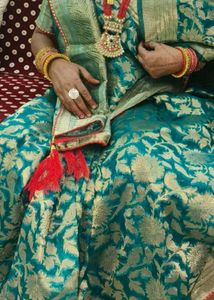 Sea Green Bnarshi Silk Saree With Heavy Work