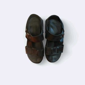 Black Leather Buckle Sandals