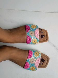 Beaded Flower Slides