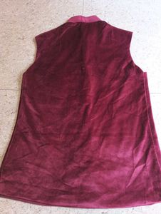 Maroon Velvet Sleeveless Jacket
