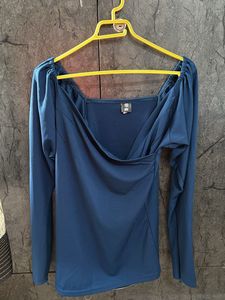 Navy blue Sweetheart Neck Top
