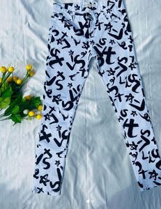 White Denim Print