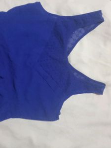 Knee Length Royal Blue Frock(Polyester)Comfort