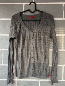 elle Gray Knit Cardigan