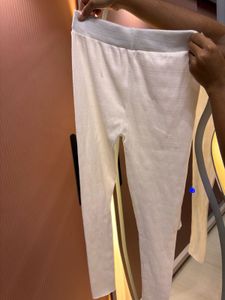 White Ribbed Leggings