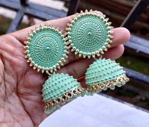 Mint Jhumka Earrings