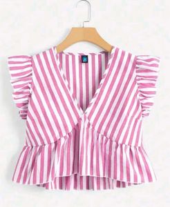 Striptered Ruffle Top
