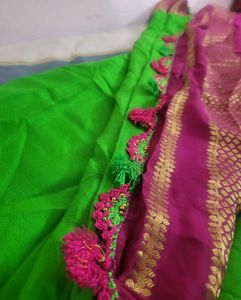 Green &amp; Pink Mysore crepe silk 140gsm