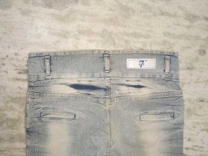 High Waisted Grey Jeans With Dark Blue Design