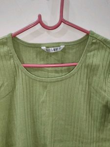 Green Ribbed Top